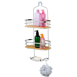 [RHSC31679] Royal Homes Shower Caddy Bamboo, Chrome