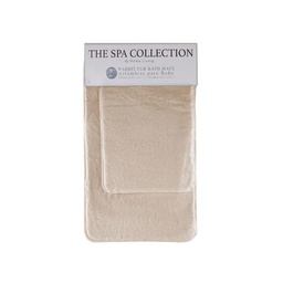 [736-1405350] ****Spa Collection 2pc Set Faux Rabbit Fur Mats, Cream