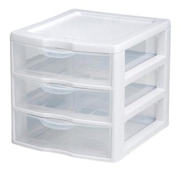 [20738006] Sterilite Small 3-Drawer Cabinet 8.5 In. W x 7.25 In. H x 6.875 In. D, White
