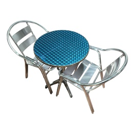 [RHLCAT-3P / LCAT-3P/ZY-132 / HHHF-ODFN-01010] Royal Homes Aluminium Table (23.5 x 27.5 In.) with 2 Chairs