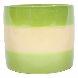 [HG 18-198/3 S CHCPP17166] ****Classy Homes Ceramic Plant Pots  Striped Green / Light Pink S