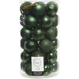 [9020811] Decoris 2.4 In. Shatterproof Bauble Christmas Ornaments, Pine Green (37-Pack)