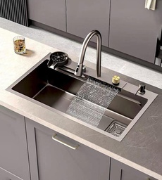 [RHSK7845 / SD7845 RHTKS27178] Royal Homes Top-mount Kitchen Sink Combo 30.7 x 17.7 x 9 In. 304 Stainless Steel, Black Finish