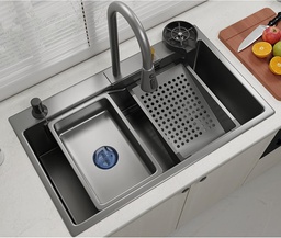 [RHSK7545-0 / SD7545-G RHTKS27182 / SD7545 RHTKSC27182] Royal Homes Top-mount Kitchen Sink 29.5 x 17.7 x 8.6 In. 304 Stainless Steel, Black Finish
